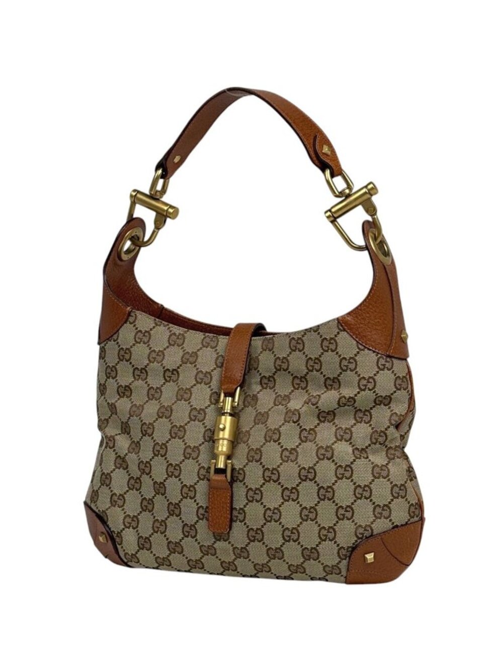 Gucci New Jackie Line Shoulder Bag GG Pattern Canvas Brown